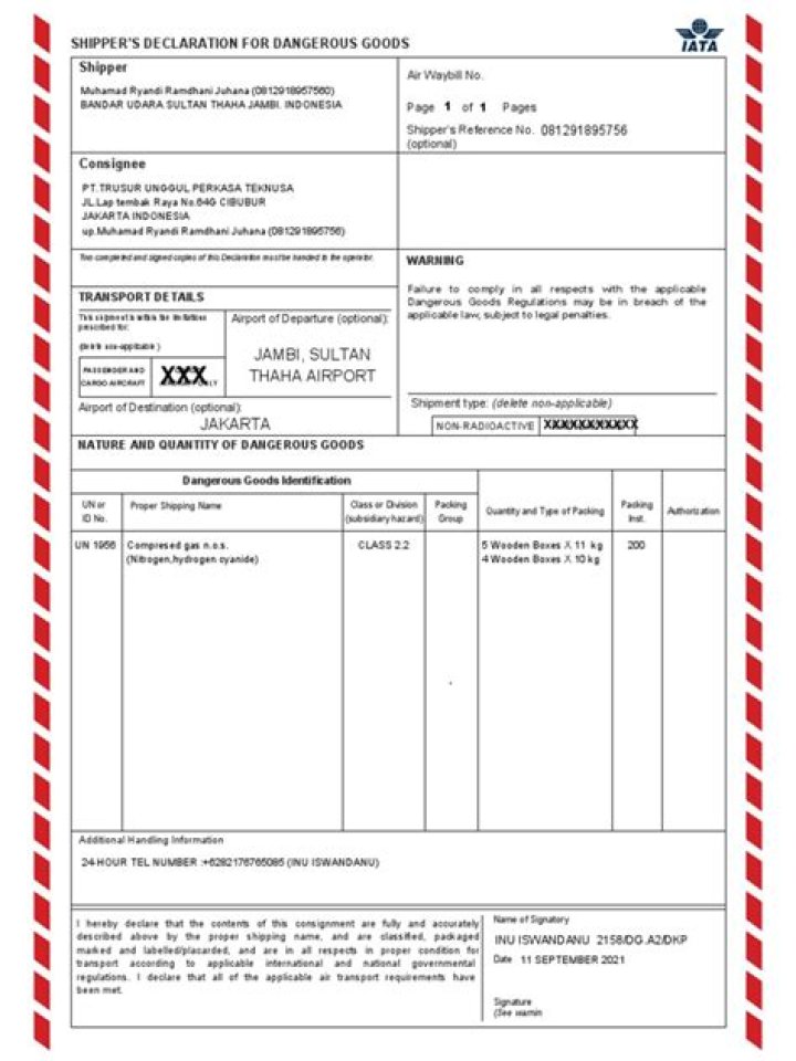 How do I fill out a shippers declaration for dangerous goods