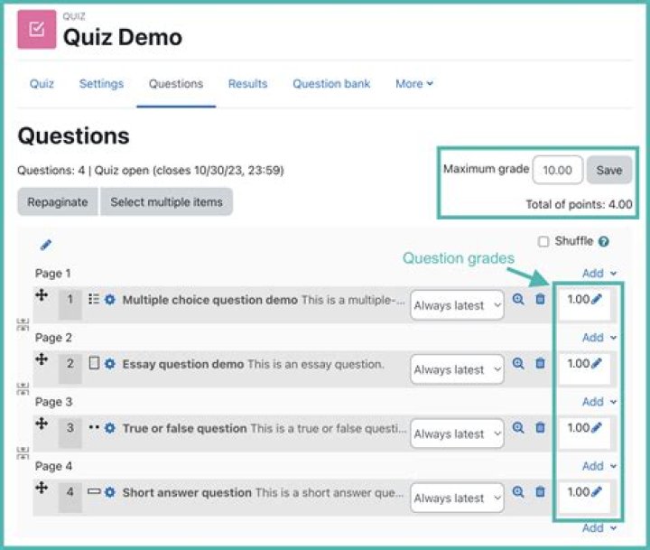 How do I reset a quiz attempt in Moodle