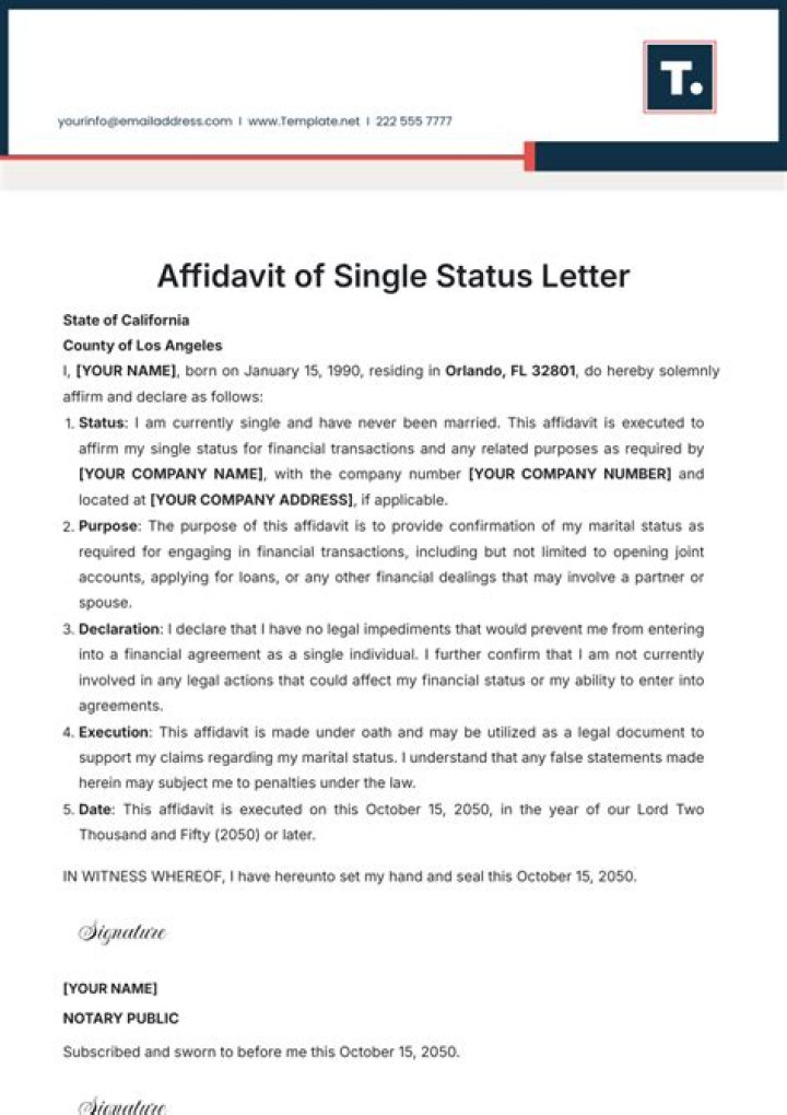 How do you get an affidavit of single status