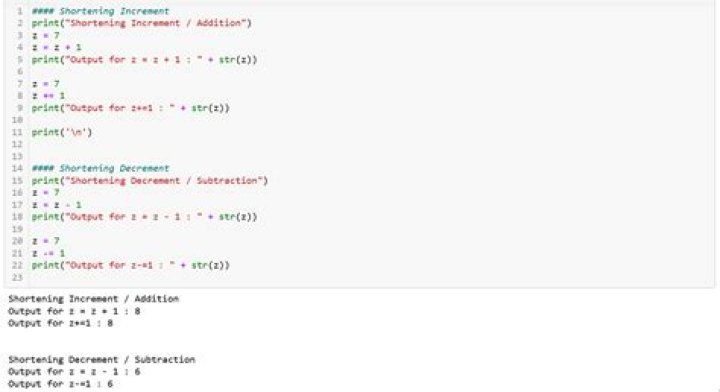 How do you increment and decrement in Python