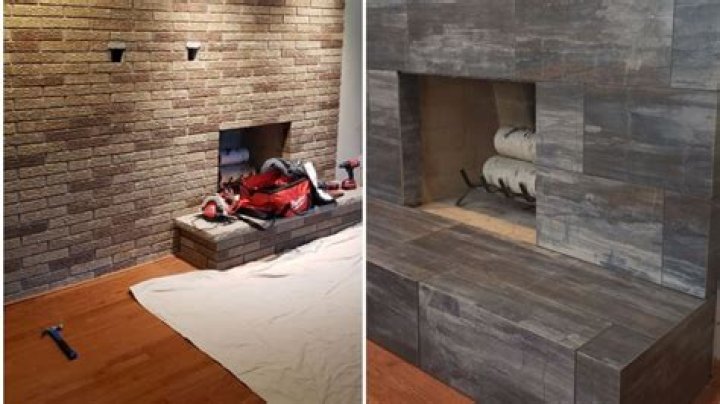 How do you tile over a brick fireplace