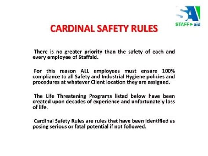 What are cardinal safety rules