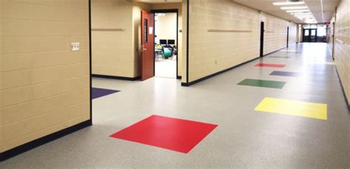 What are school floor tiles made of