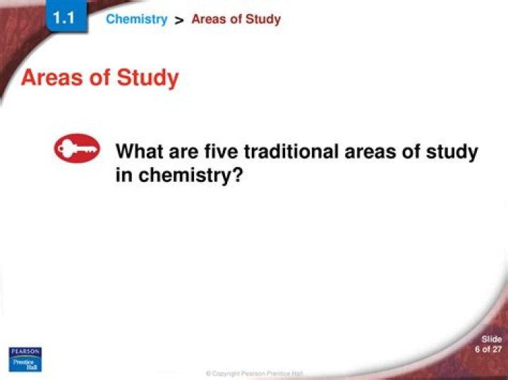 What are the 5 traditional areas of study in chemistry