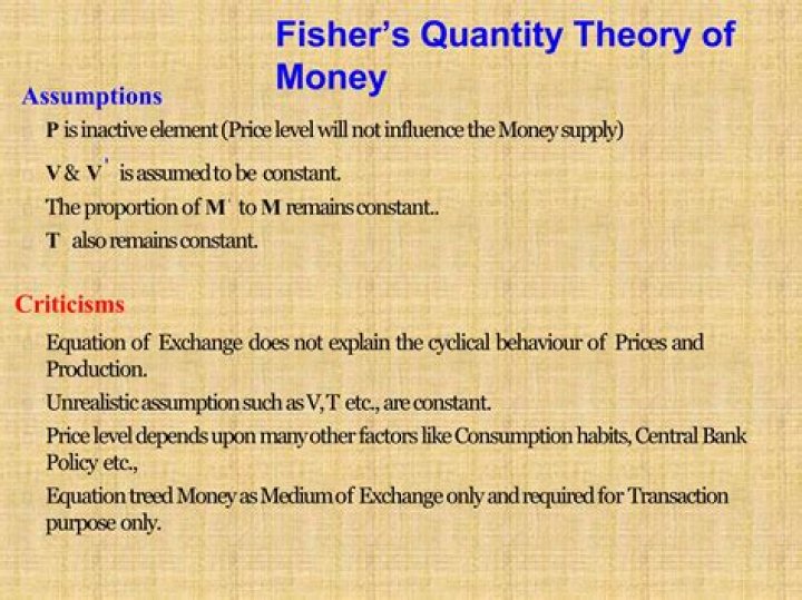 What are the basic assumption of the quantity theory of money