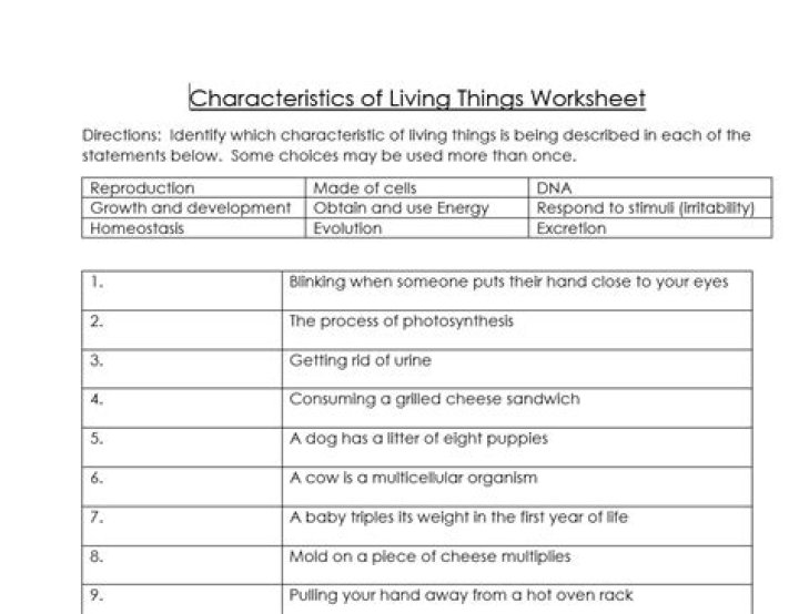 What are the characteristics of living things quizlet