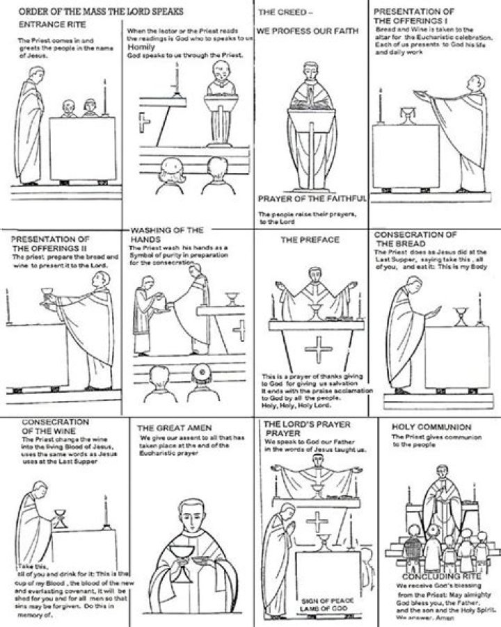 What are the four main parts of the Catholic Mass called