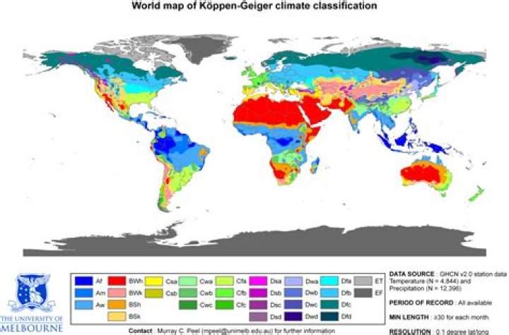 What are the Koppen climates around the world