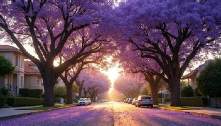 What are the purple trees in California