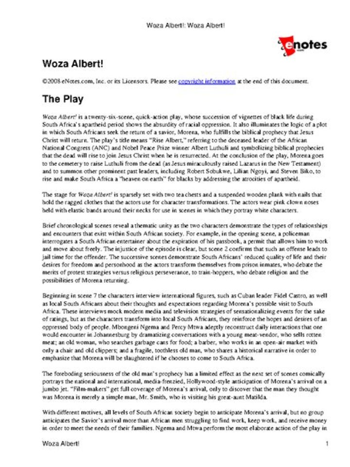 What are the themes of Woza Albert