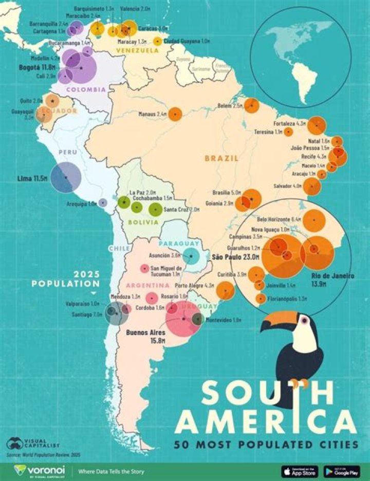 What are the three most populated cities in South America