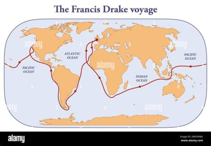 What continents did Sir Francis Drake pass on his travels