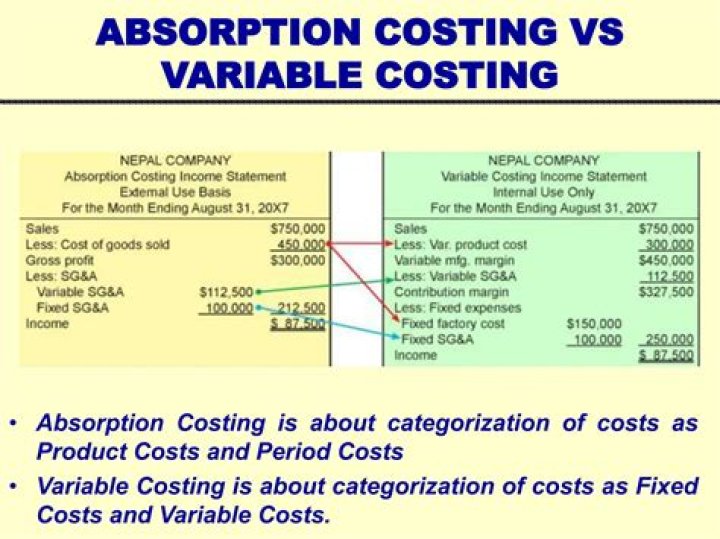 What costs are normally included in the product costs under variable costing and absorption costing
