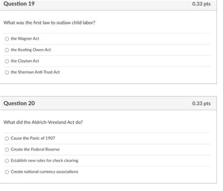 What did the Aldrich Vreeland Act do