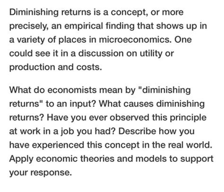 What do economists mean by diminishing returns