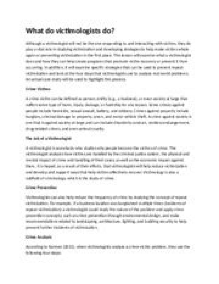 What do Victimologists do
