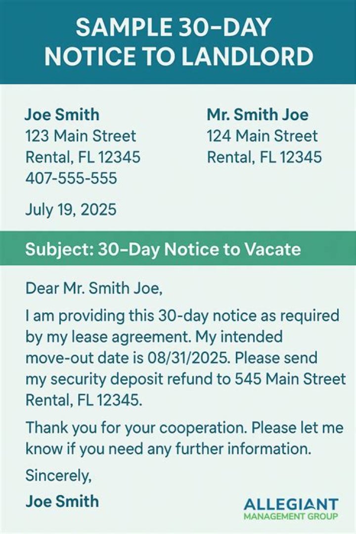 What do you do when you give a 30 day notice