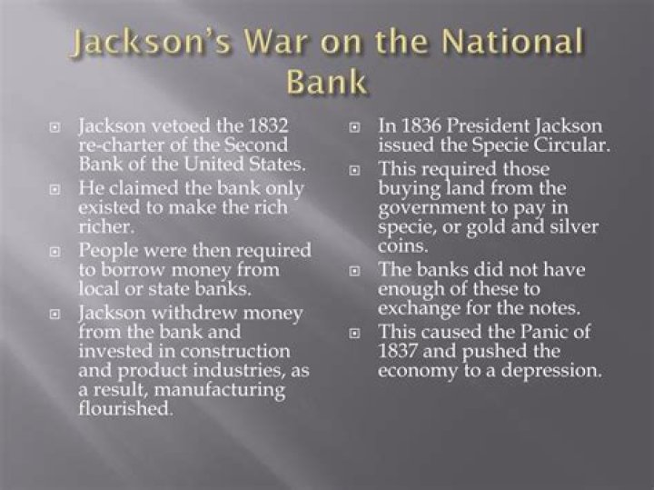 What happened after Andrew Jackson vetoed the National Bank