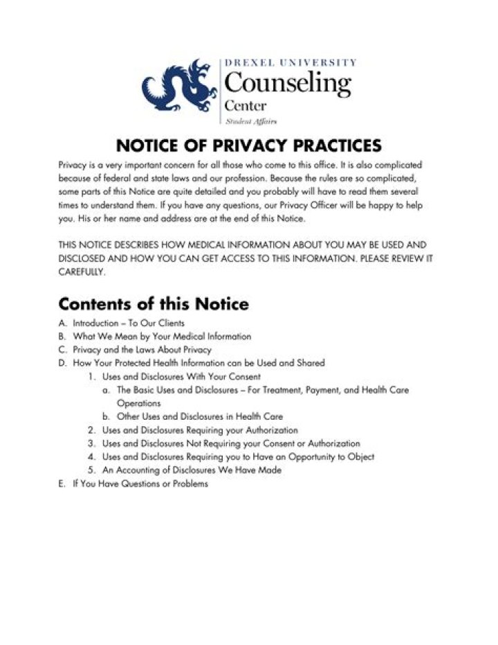 What is a notice of privacy practices