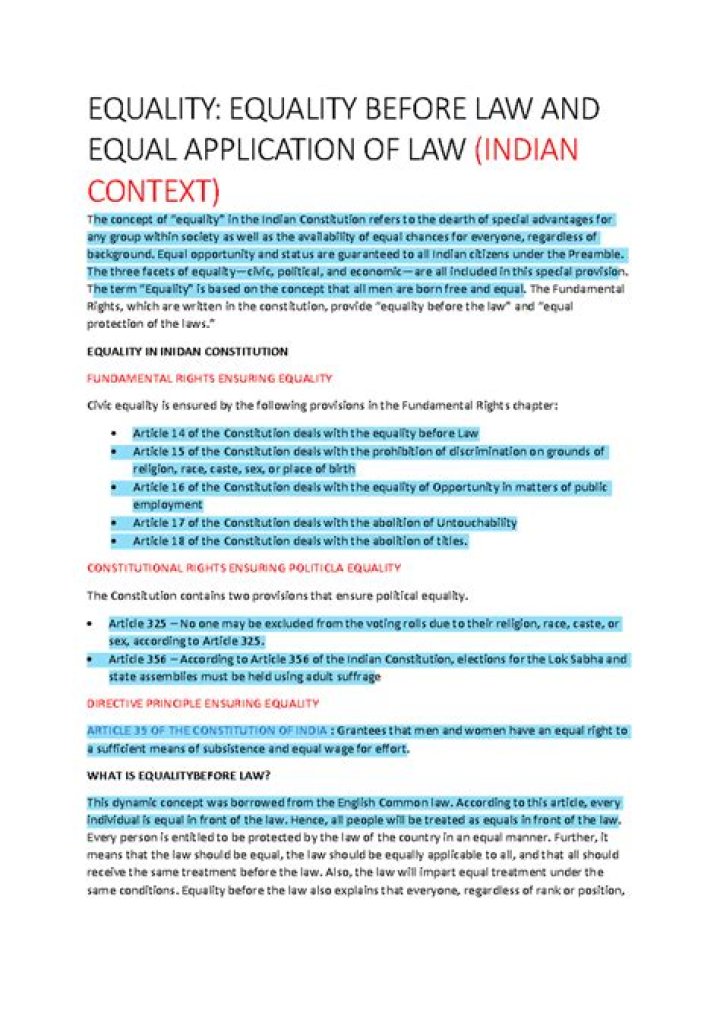 What is equal application of the law