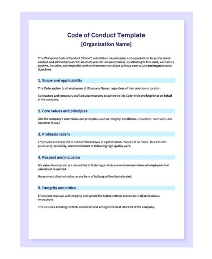 What is in a code of conduct