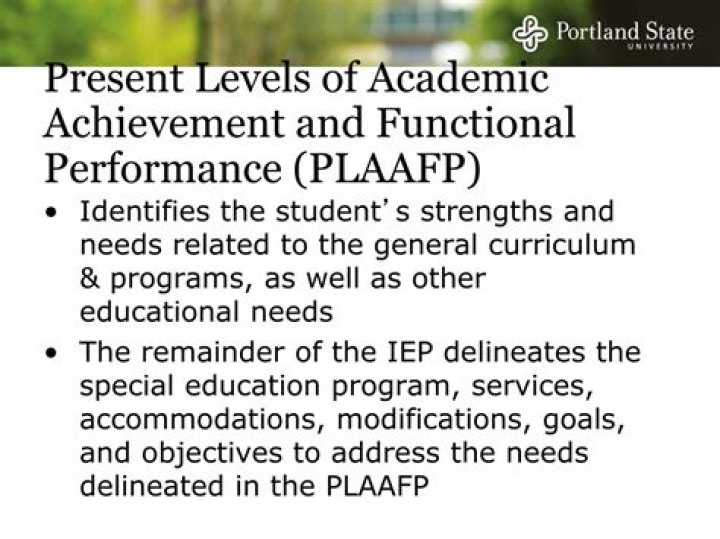 What is present level of academic achievement and functional performance