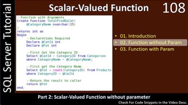 What is scalar valued function in SQL Server