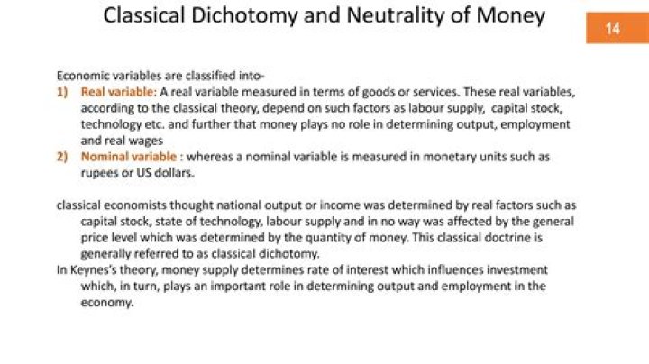 What is the classical dichotomy and money neutrality