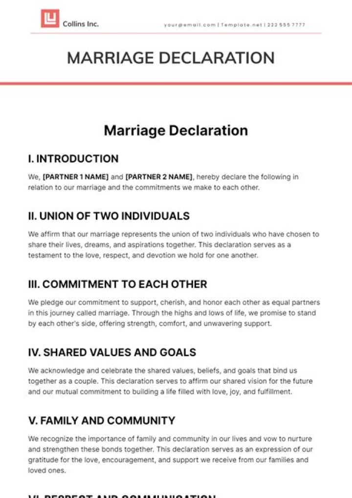 What is the declaration of marriage