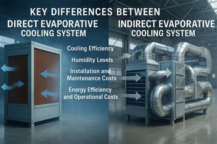 What is the difference between direct evaporative air cooling and indirect evaporative air cooling