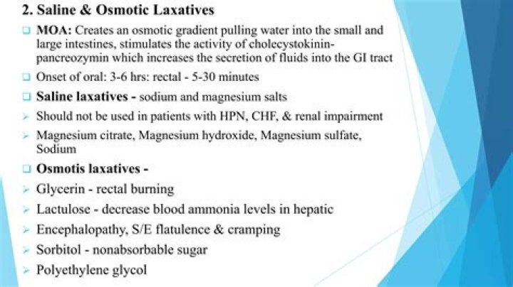What is the difference between osmotic and saline laxatives