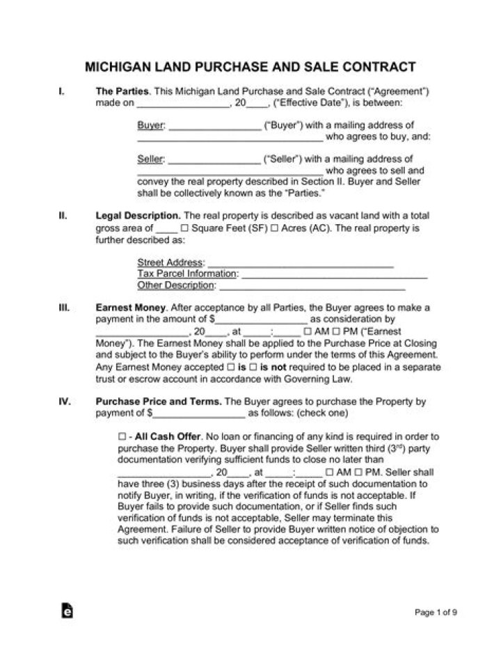 What is the going rate for a land contract in Michigan