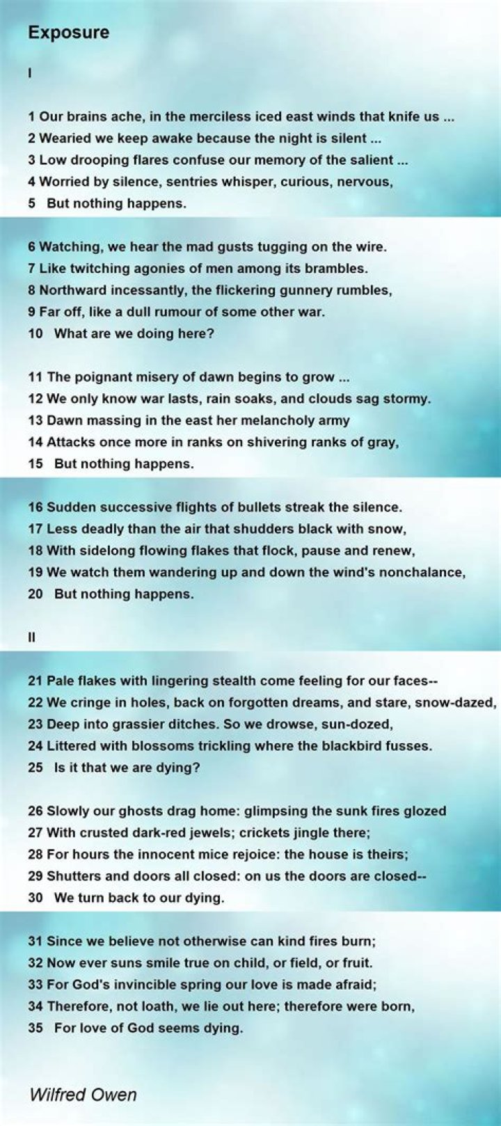 What is the meaning of exposure by Wilfred Owen