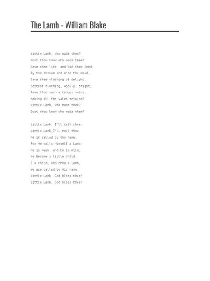 What is the meaning of the poem the lamb by William Blake