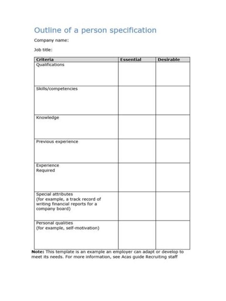 What is the purpose of person specification
