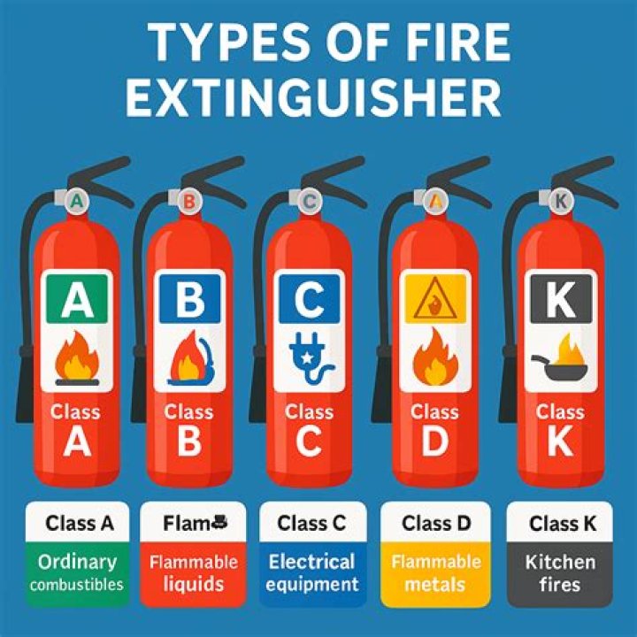 What type of fire extinguisher works on all fires in a kitchen
