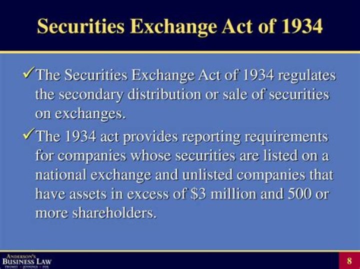 What was the purpose of the Securities and Exchange Act of 1933
