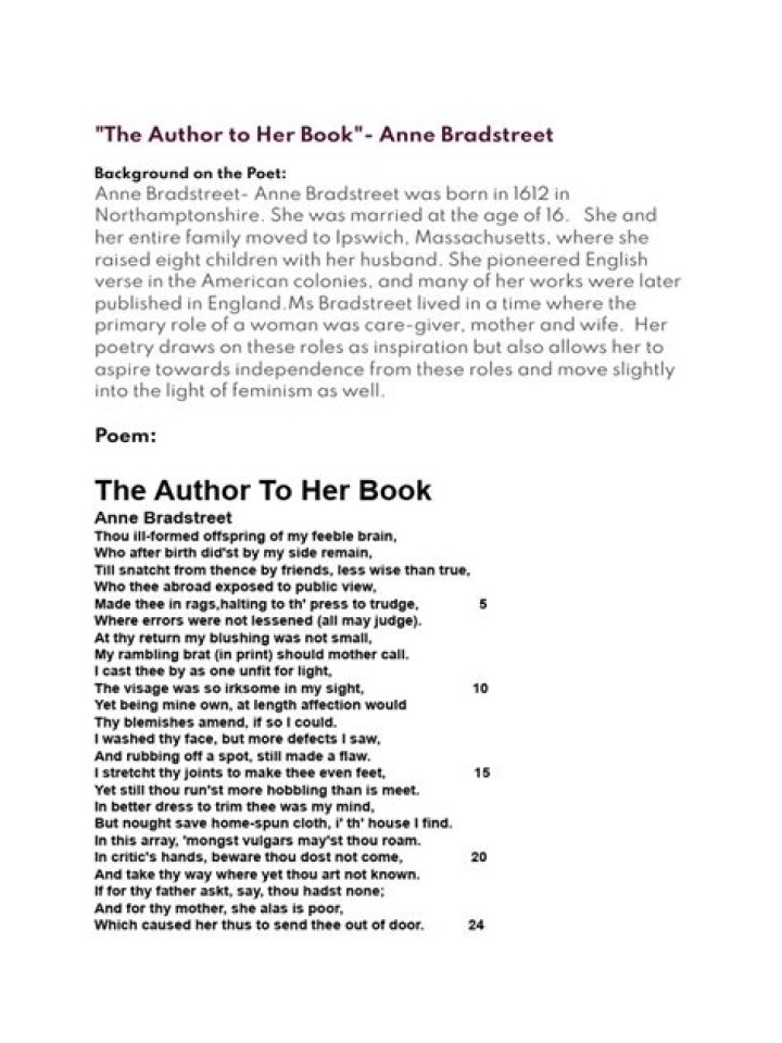 When was the author to her book written