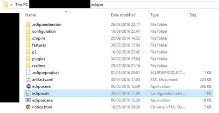 Where can I find Eclipse INI file