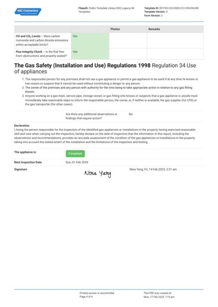 Who is responsible for gas safety check