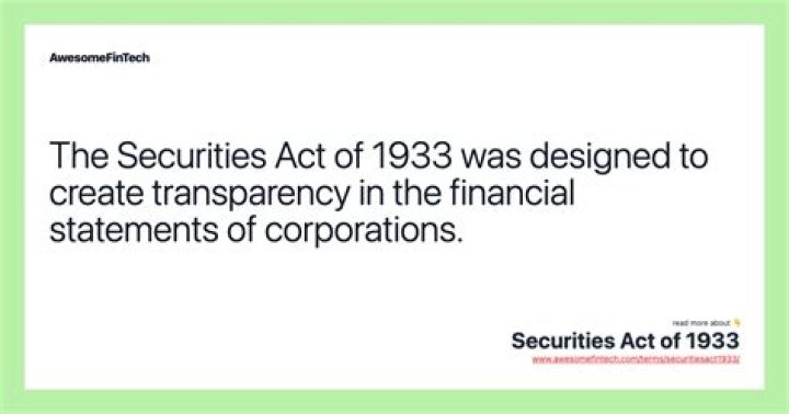 Why is the Securities Act of 1933 important